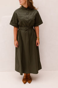 Cina Poplin Dress Army - Bij Keesje - Neo Noir - Jurk