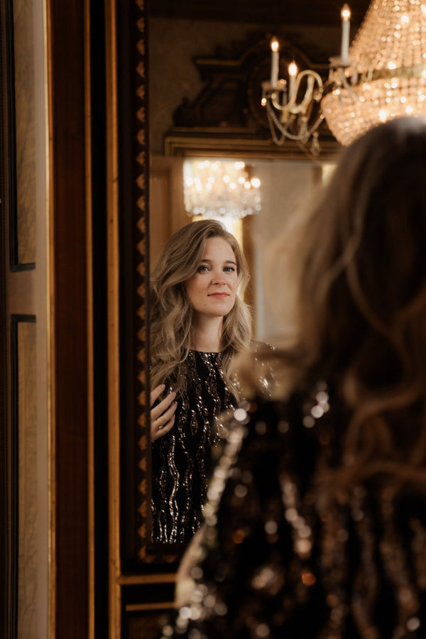 Claire paillet dress black/gold - Bij Keesje - Bij Keesje