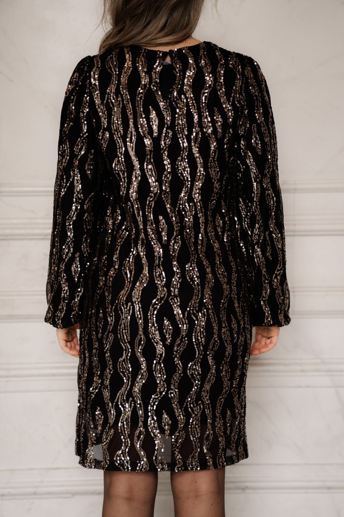 Claire paillet dress black/gold - Bij Keesje - Bij Keesje