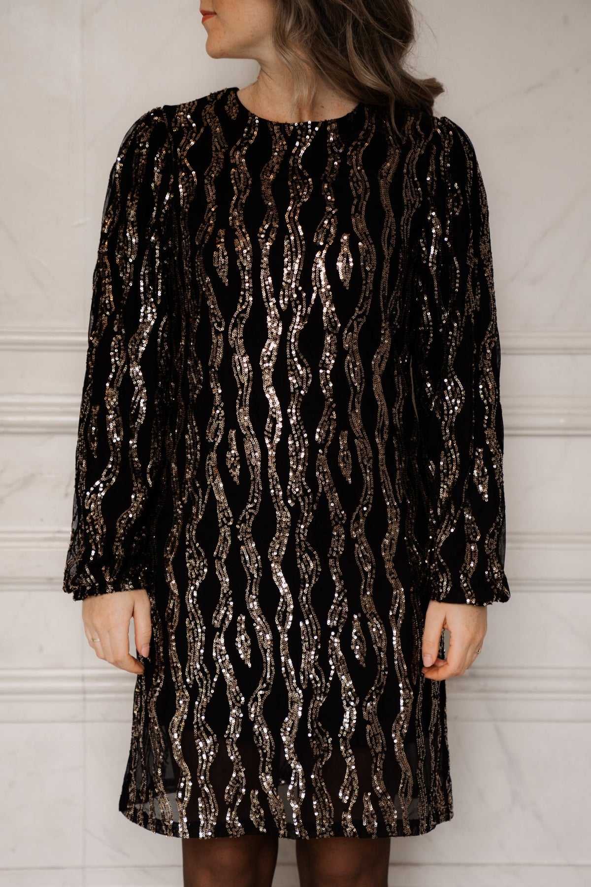 Claire paillet dress black/gold - Bij Keesje - Bij Keesje