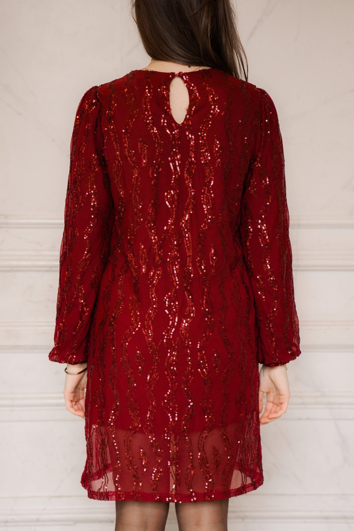 Claire paillet dress red - Bij Keesje - Bij Keesje