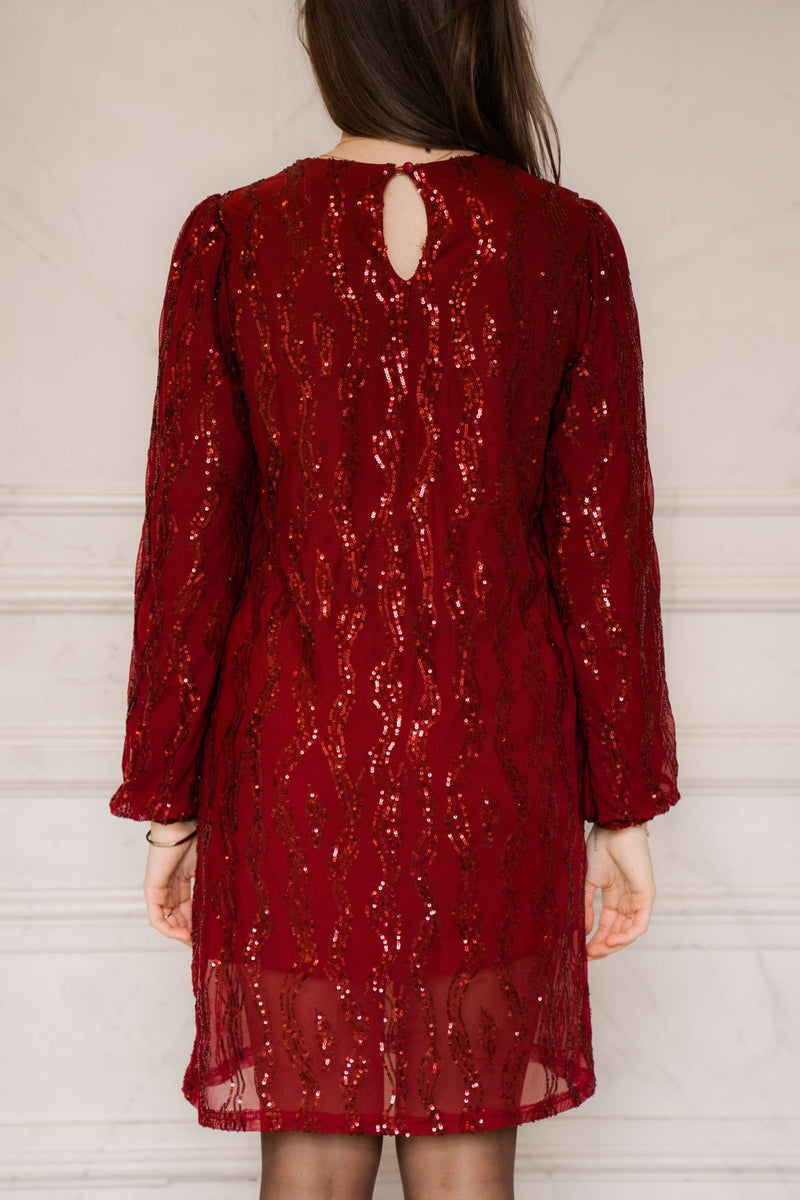Claire paillet dress red - Bij Keesje - Bij Keesje