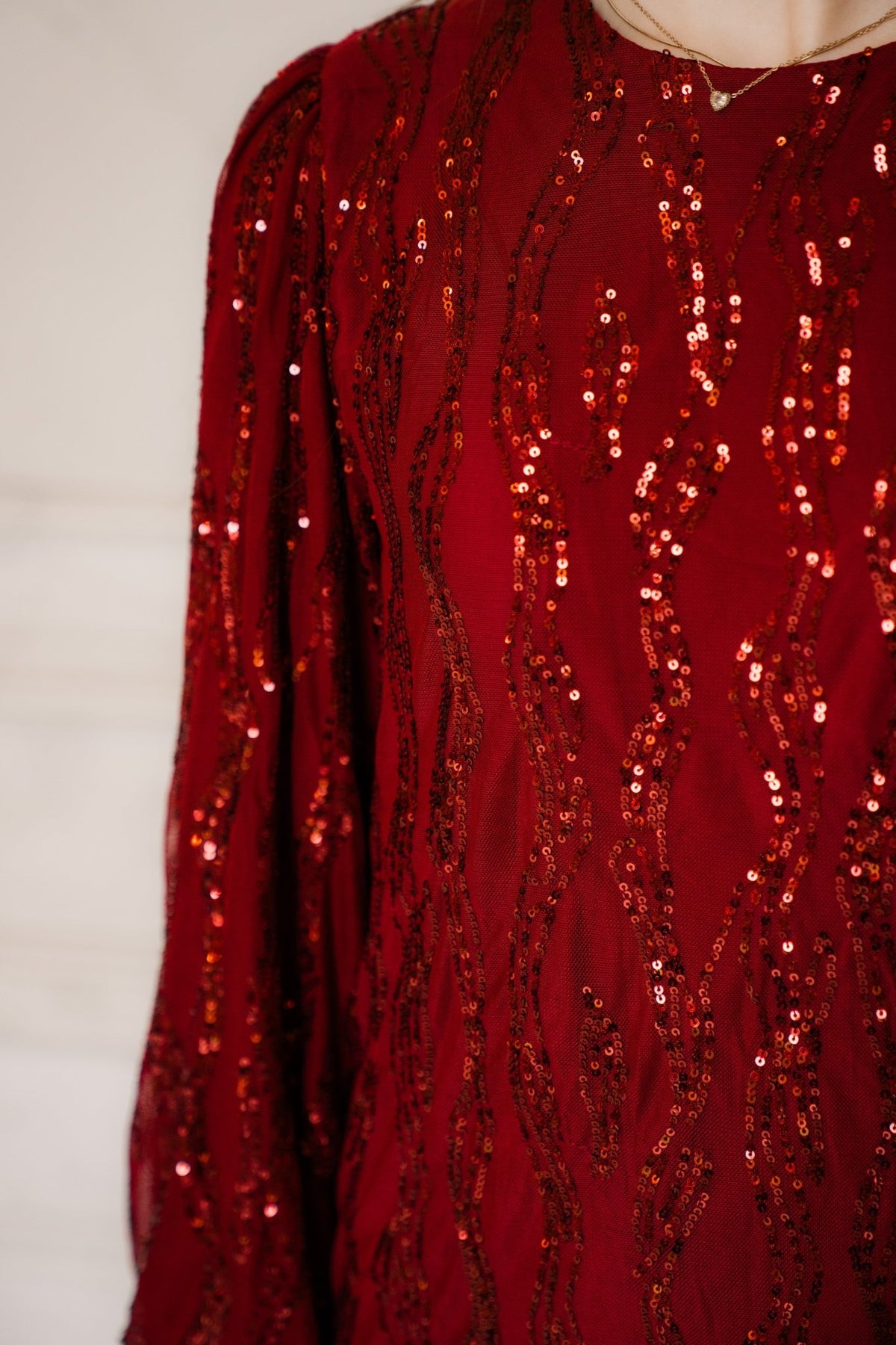 Claire paillet dress red - Bij Keesje - Bij Keesje