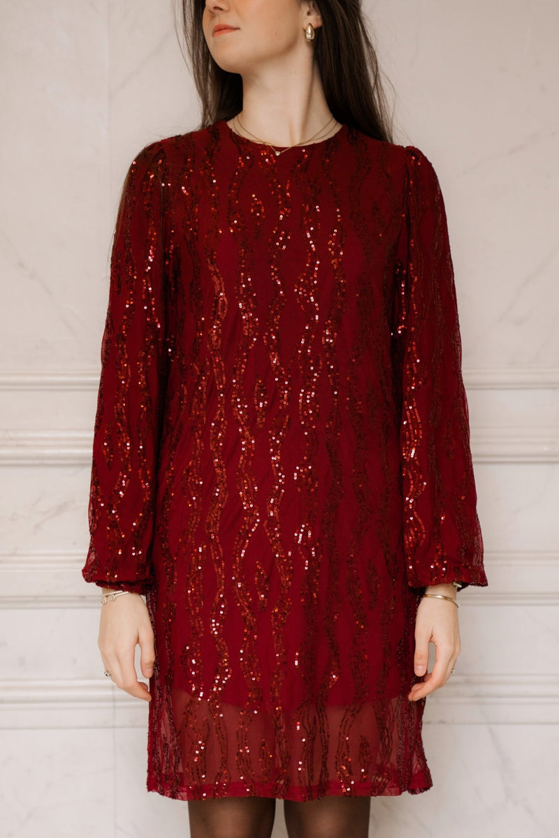 Claire paillet dress red - Bij Keesje - Bij Keesje