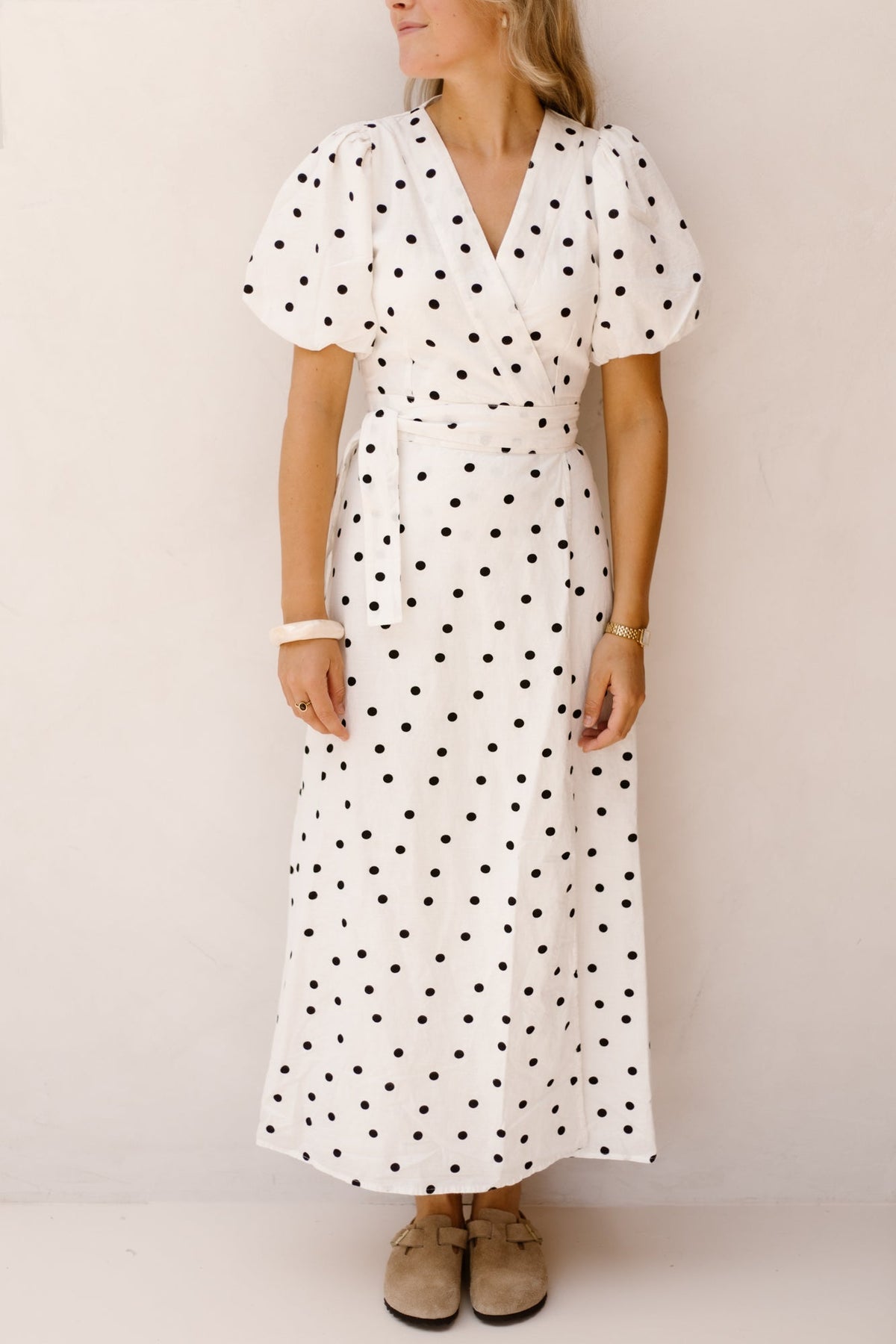 Clarine Linen Dot Dress White - Bij Keesje - Neo Noir - Jurk