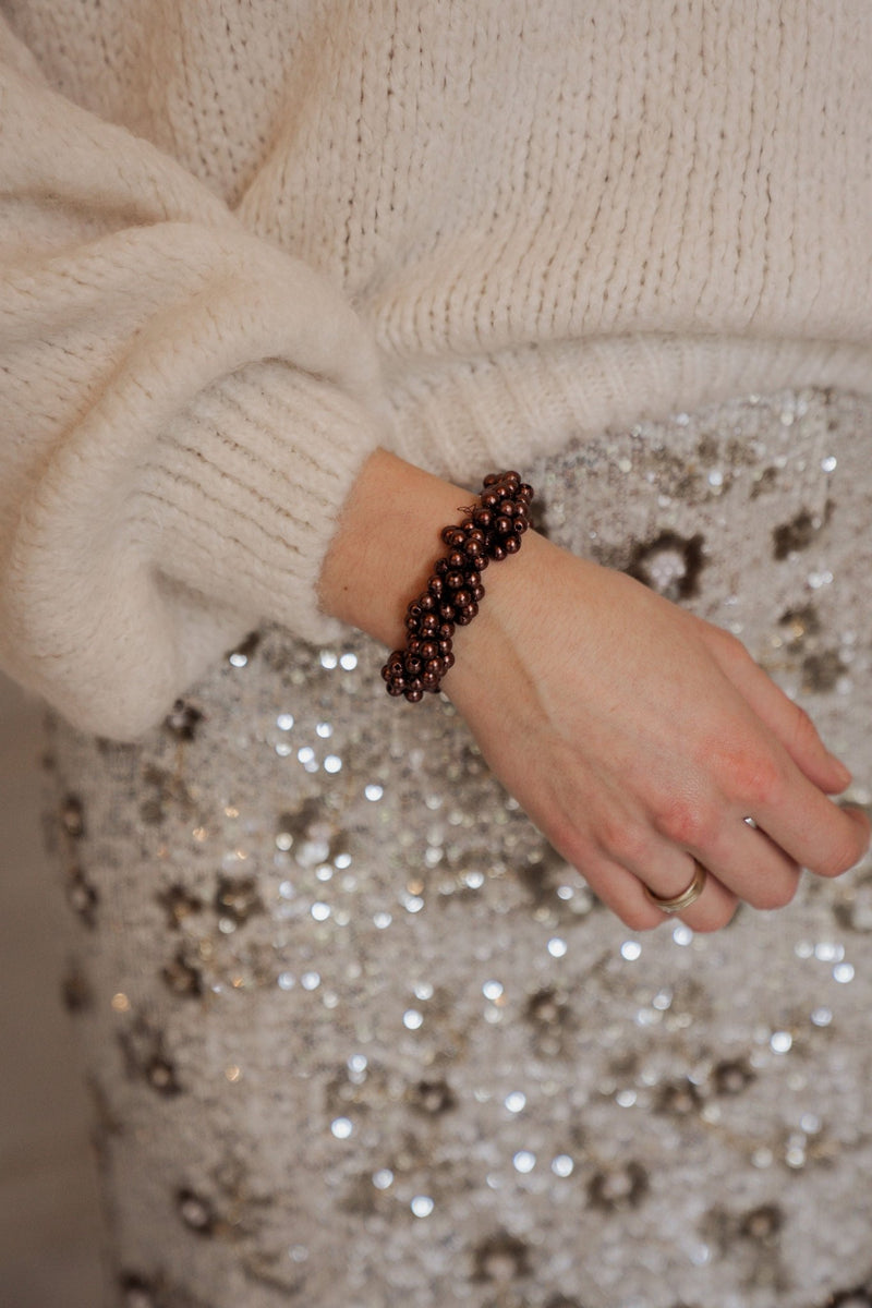 Classic pearl elastic duo beige brown - Bij Keesje - Sui Ava