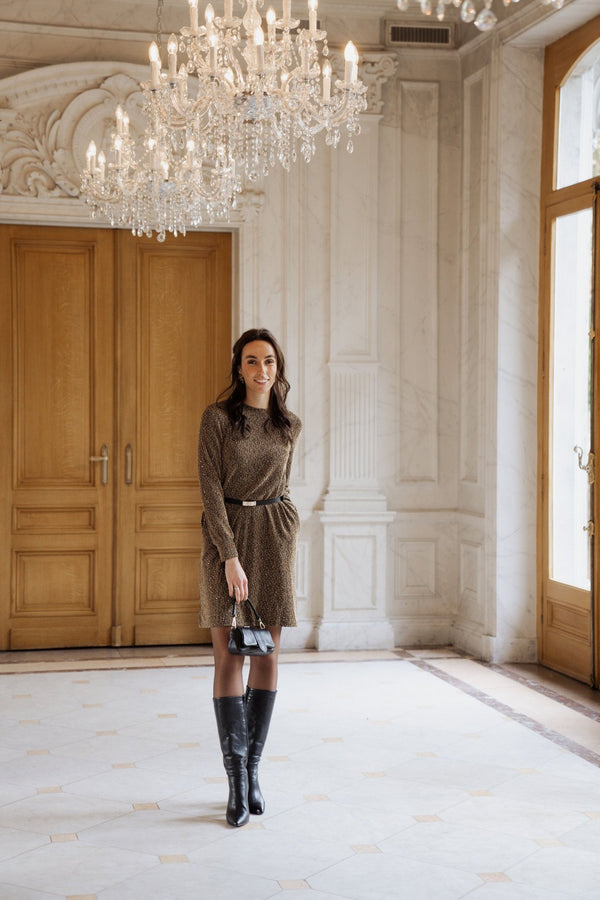 Claudi glitter dress gold - Bij Keesje - Bij Keesje