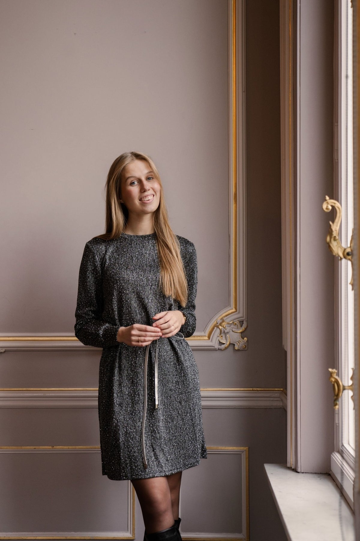 Claudi glitter dress silver - Bij Keesje - Bij Keesje