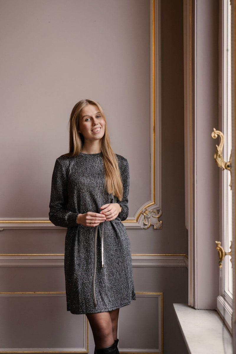 Claudi glitter dress silver - Bij Keesje - Bij Keesje