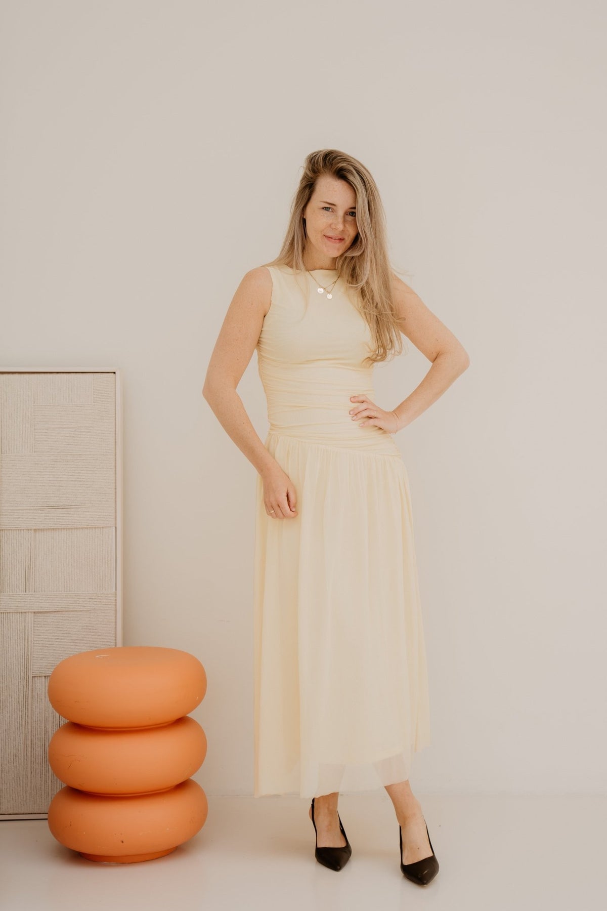 Cludine Mesh Dress Light Yellow - Bij Keesje - Neo Noir - Jurk