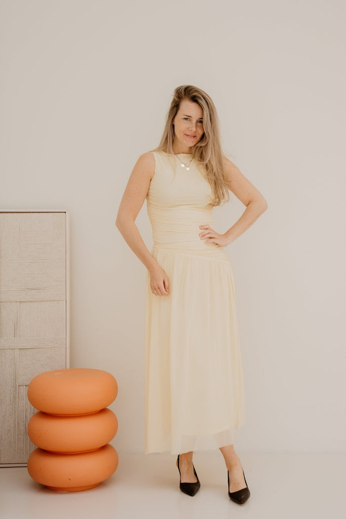 Cludine Mesh Dress Light Yellow - Bij Keesje - Neo Noir - Jurk