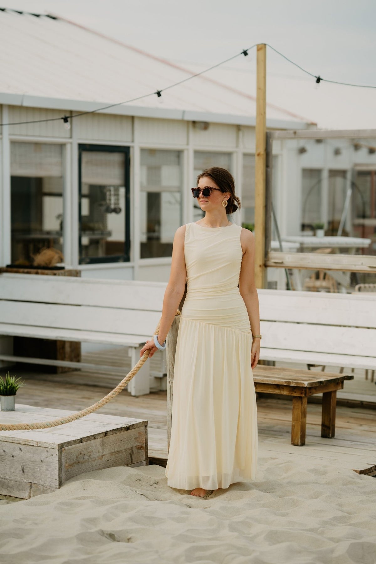 Cludine Mesh Dress Light Yellow - Bij Keesje - Neo Noir - Jurk