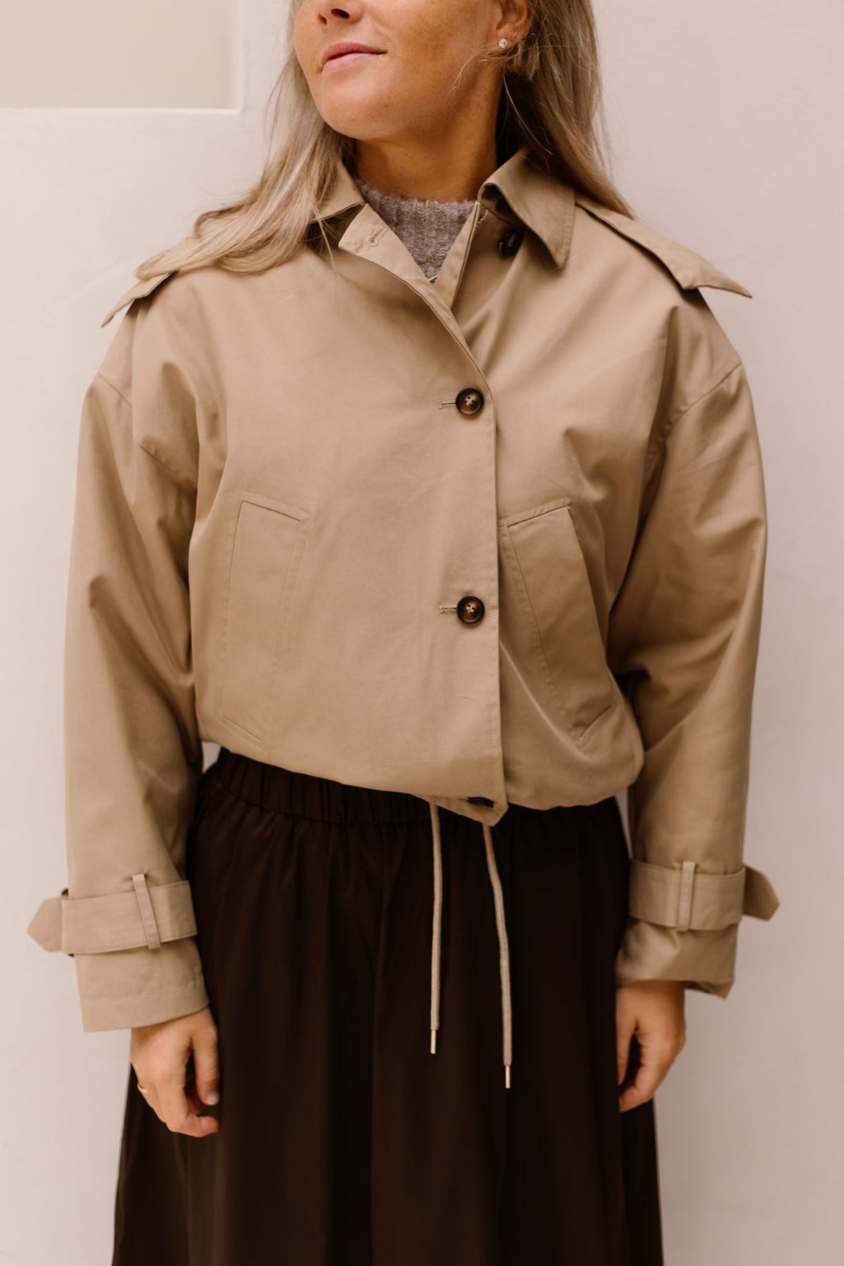 Coat Trench Short Hood Sand 37504 - Bij Keesje - Esqualo - jas