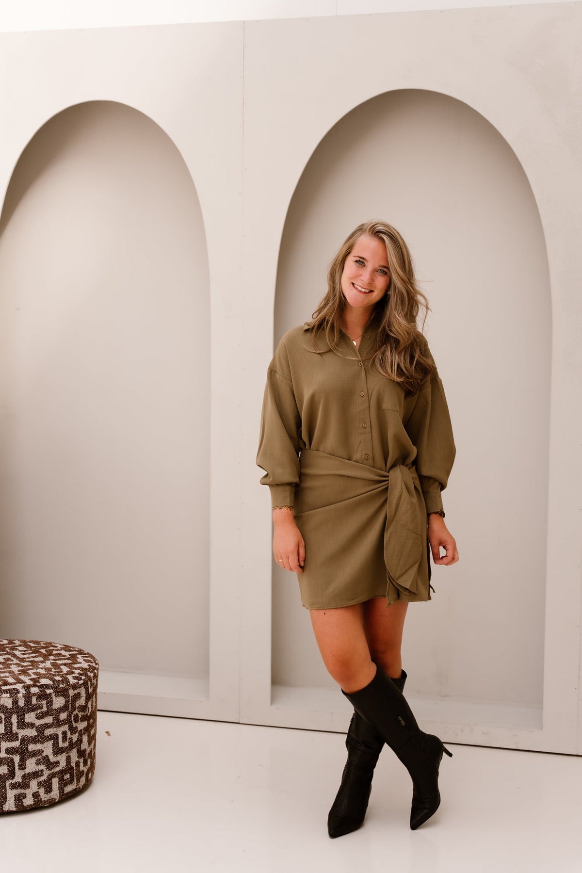 Coco blouse dress khaki - Bij Keesje - Bij Keesje - jurk