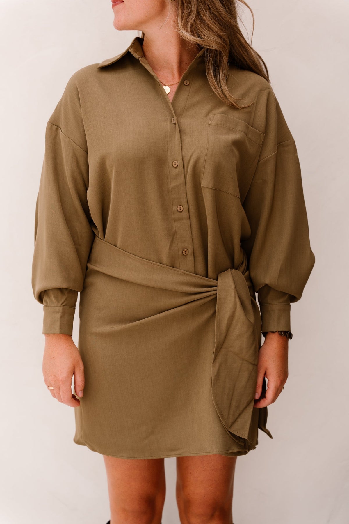 Coco blouse dress khaki - Bij Keesje - Bij Keesje - jurk