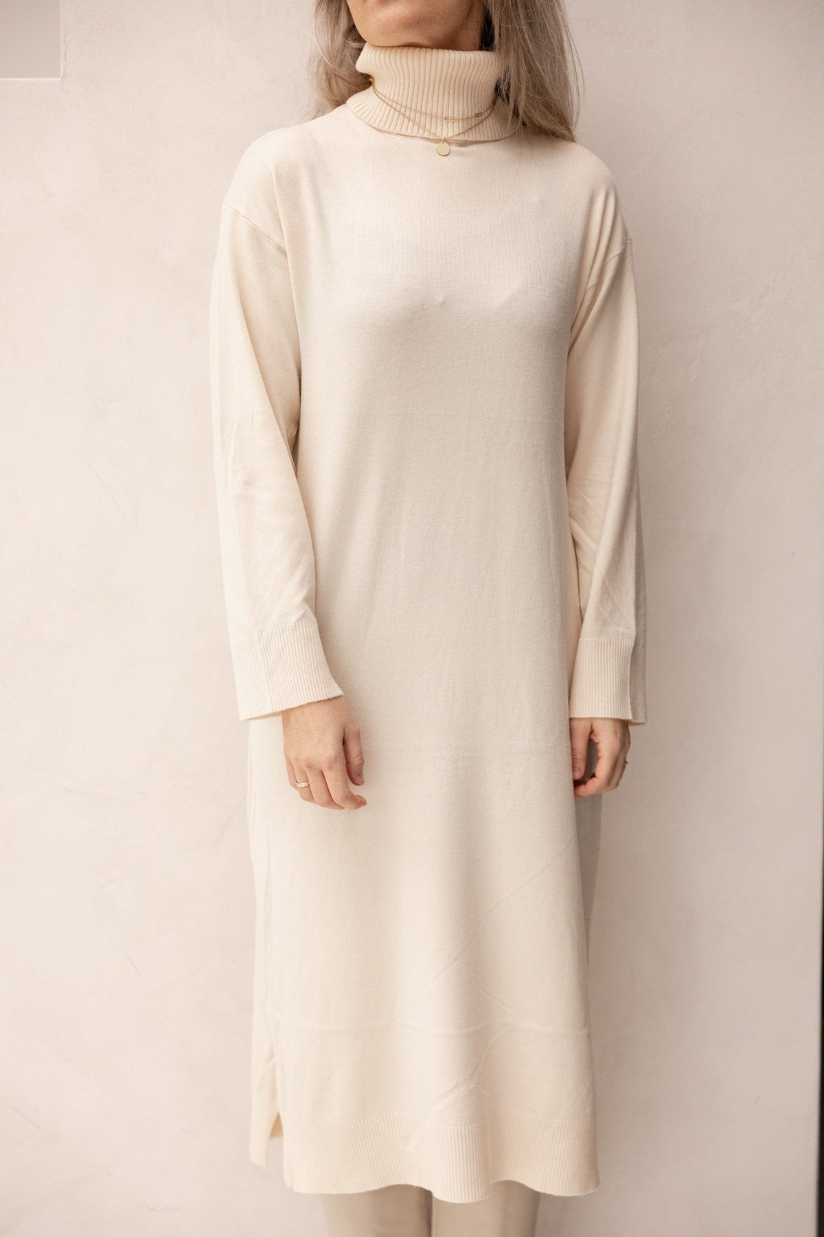 Col sweater dress beige - Bij Keesje - Bij Keesje