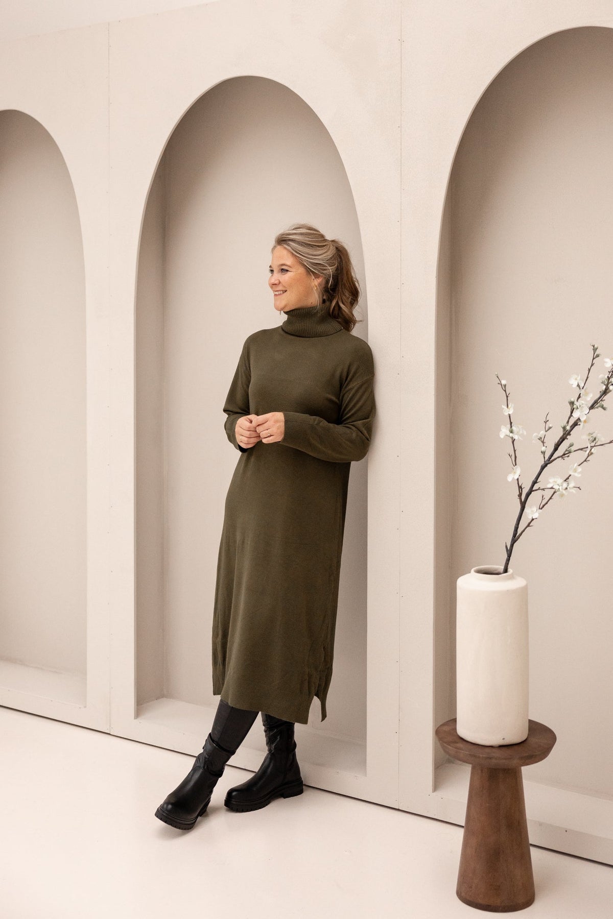 Col sweater dress green - Bij Keesje - Bij Keesje