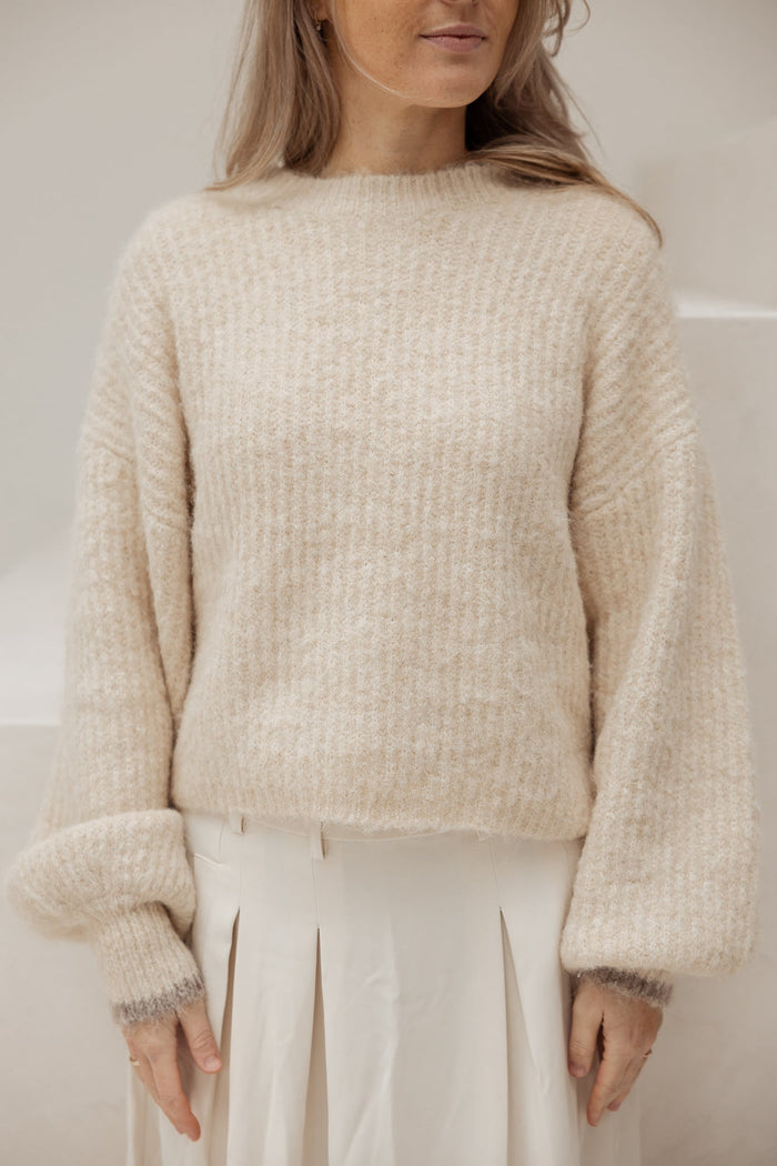 CoralieCC crop rib o - knit bone - Bij Keesje - Co'couture