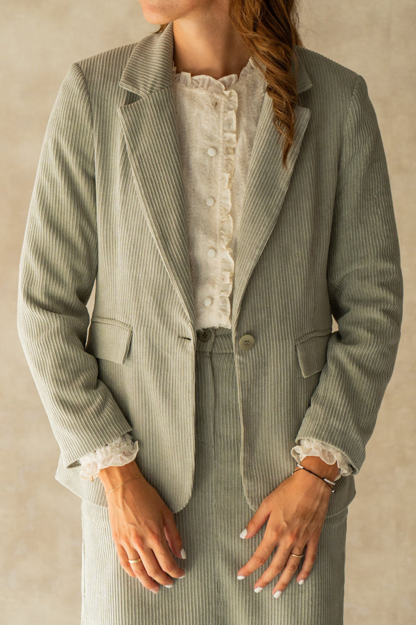 Corduroy jacket sage green - Bij Keesje