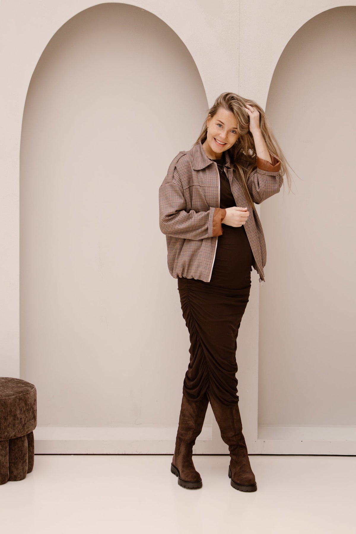 Corilina Solid Mesh Dress Brown - Bij Keesje - Neo Noir