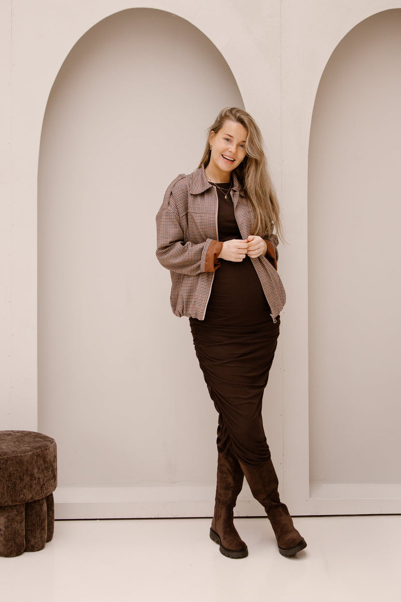 Corilina Solid Mesh Dress Brown - Bij Keesje - Neo Noir