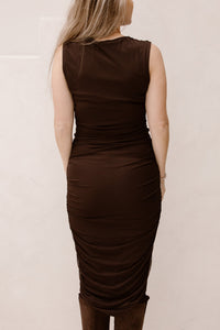 Corilina Solid Mesh Dress Brown - Bij Keesje - Neo Noir