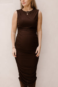 Corilina Solid Mesh Dress Brown - Bij Keesje - Neo Noir