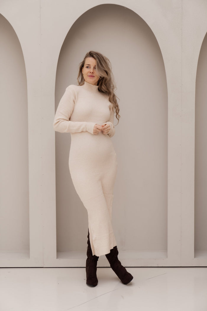 Cornelia sweater dress beige - Bij Keesje - Bij Keesje