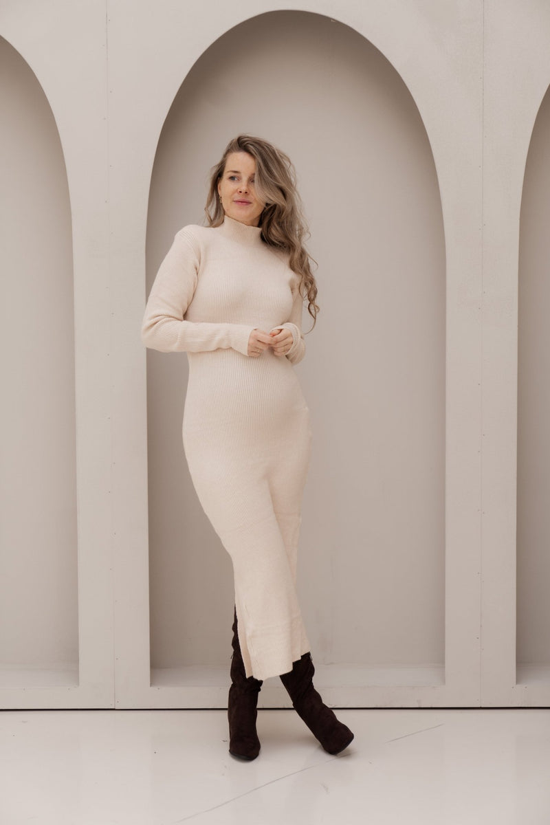 Cornelia sweater dress beige - Bij Keesje - Bij Keesje
