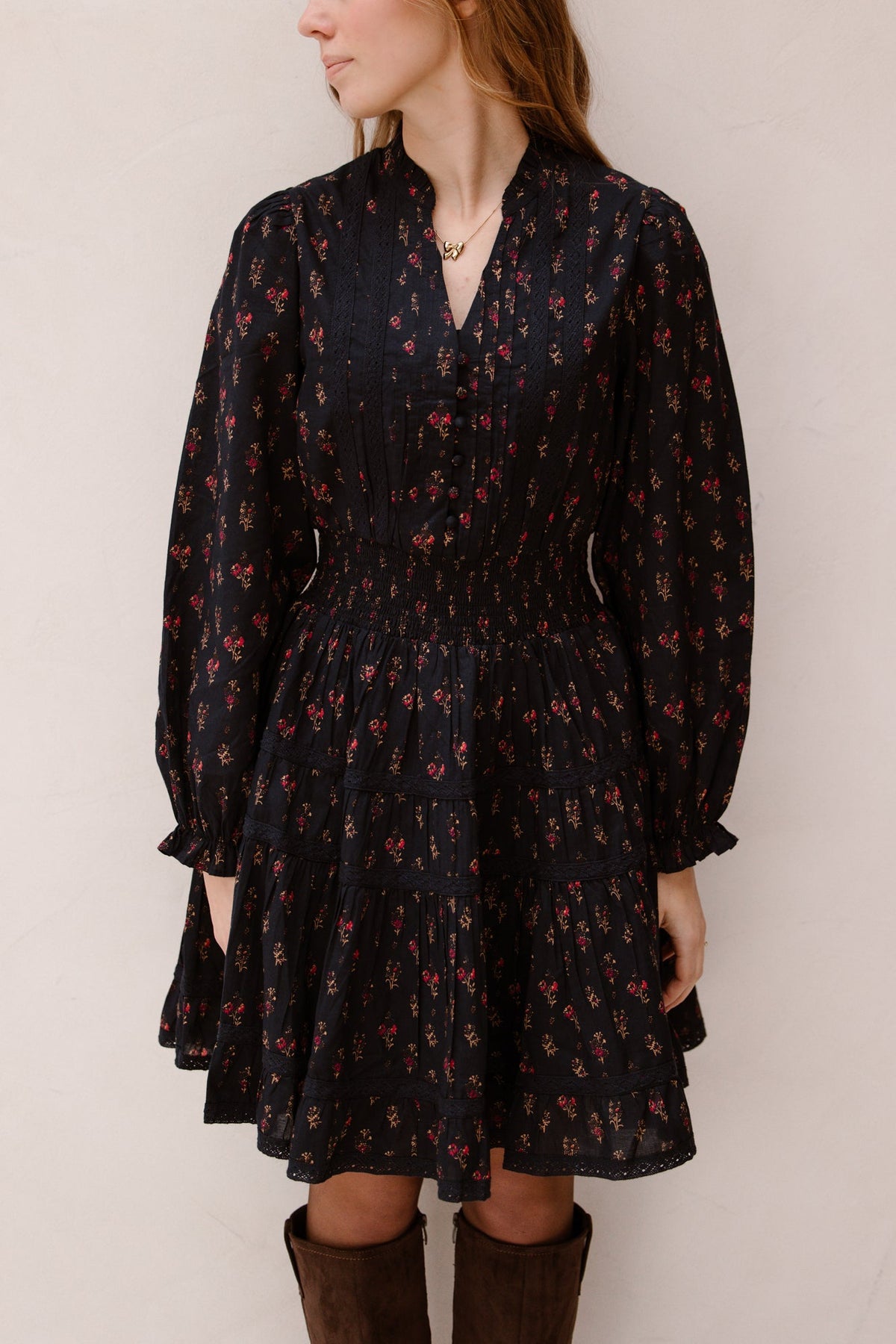 Cornell Fine Print Dress Dark Navy - Bij Keesje - Neo Noir