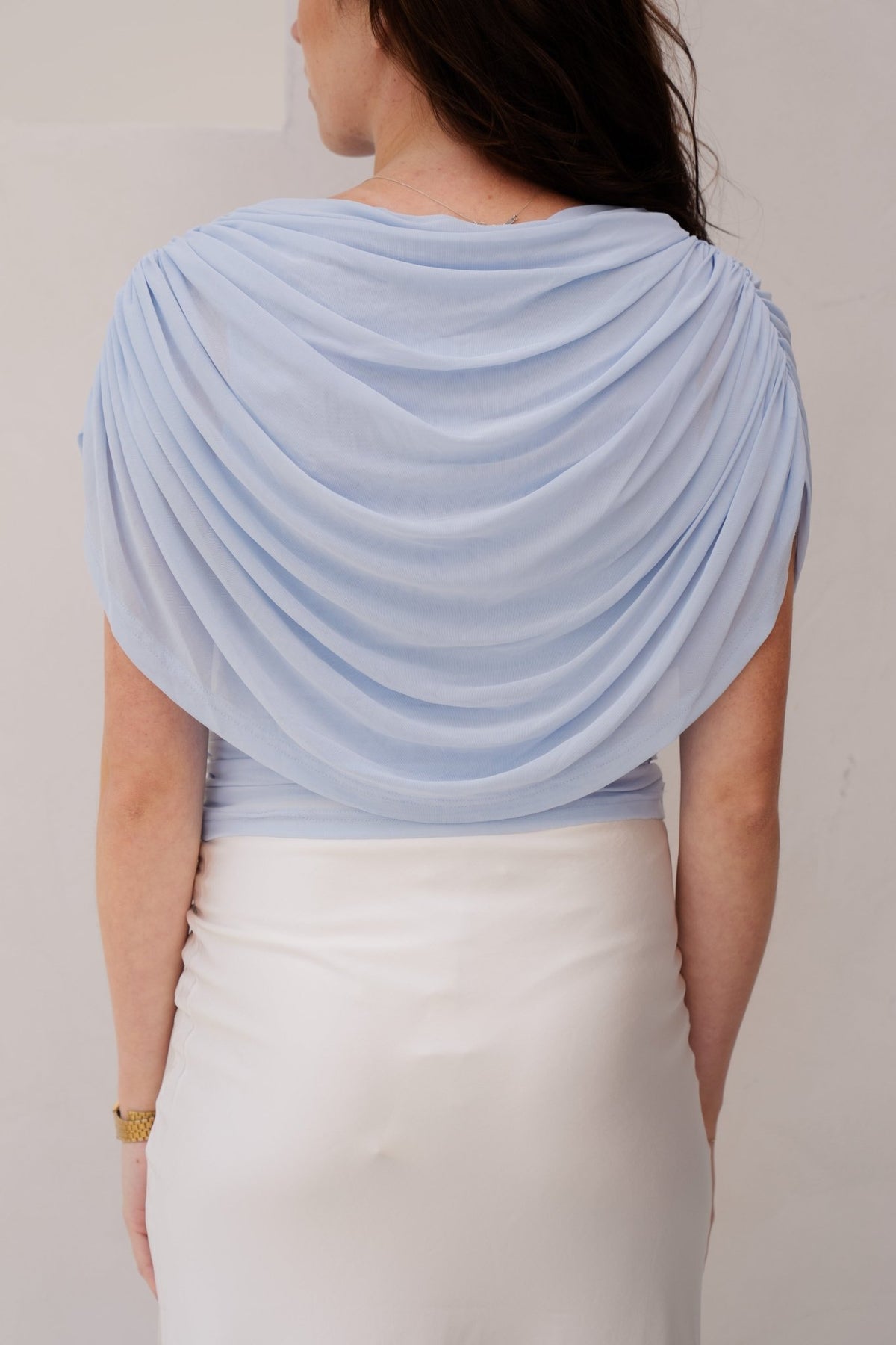 Cottuna drapy mesh top light Blue - Bij Keesje - Neo Noir - Top