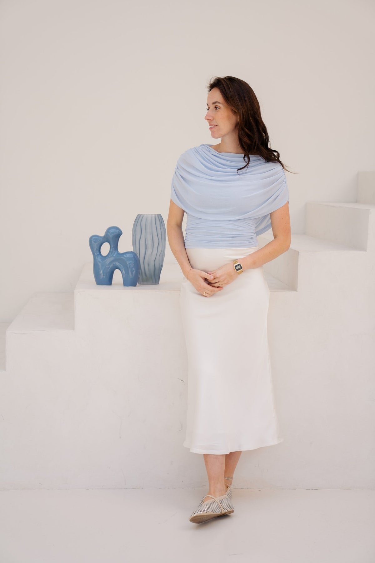 Cottuna drapy mesh top light Blue - Bij Keesje - Neo Noir - Top