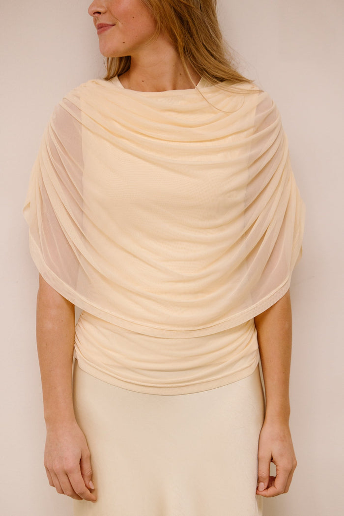 Cottuna drapy mesh top light yellow - Bij Keesje - Neo Noir - Top