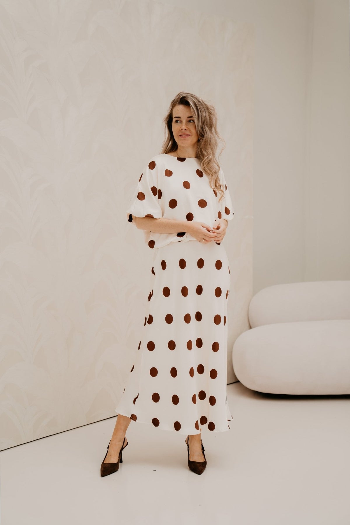 Cream - brown dots top - Bij Keesje - Sisters Point - Top