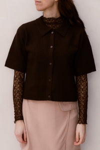 Cunna knit blouse dark brown - Bij Keesje - Neo Noir