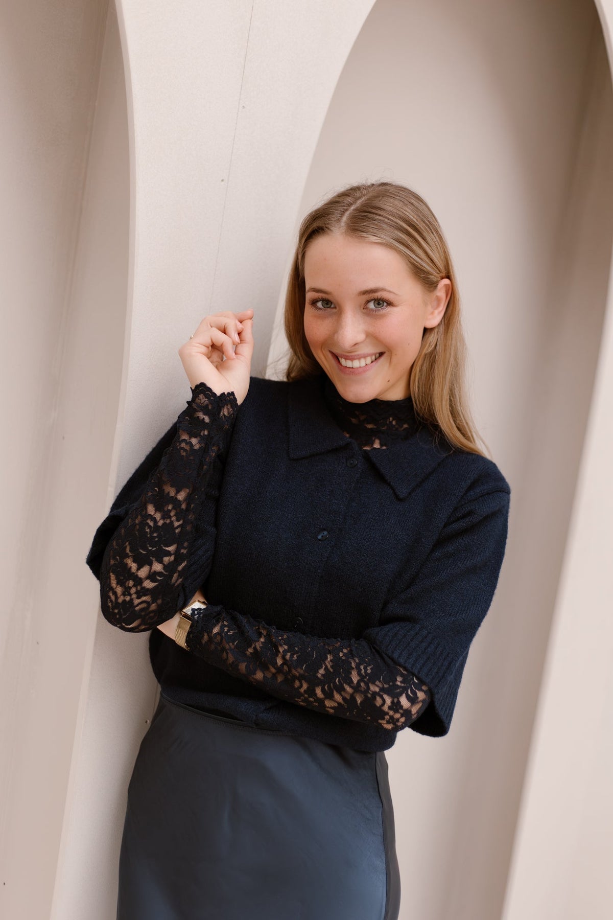 Cunna knit blouse navy - Bij Keesje - Neo Noir