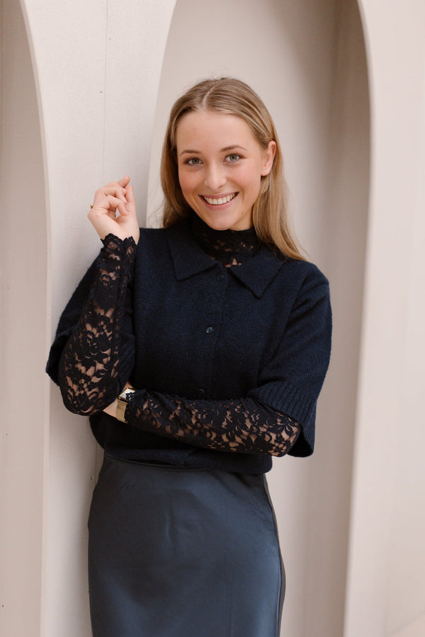 Cunna knit blouse navy - Bij Keesje - Neo Noir