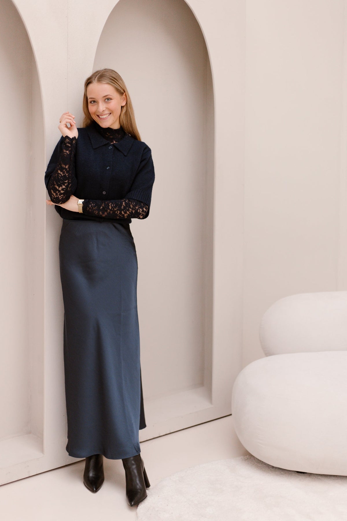 Cunna knit blouse navy - Bij Keesje - Neo Noir