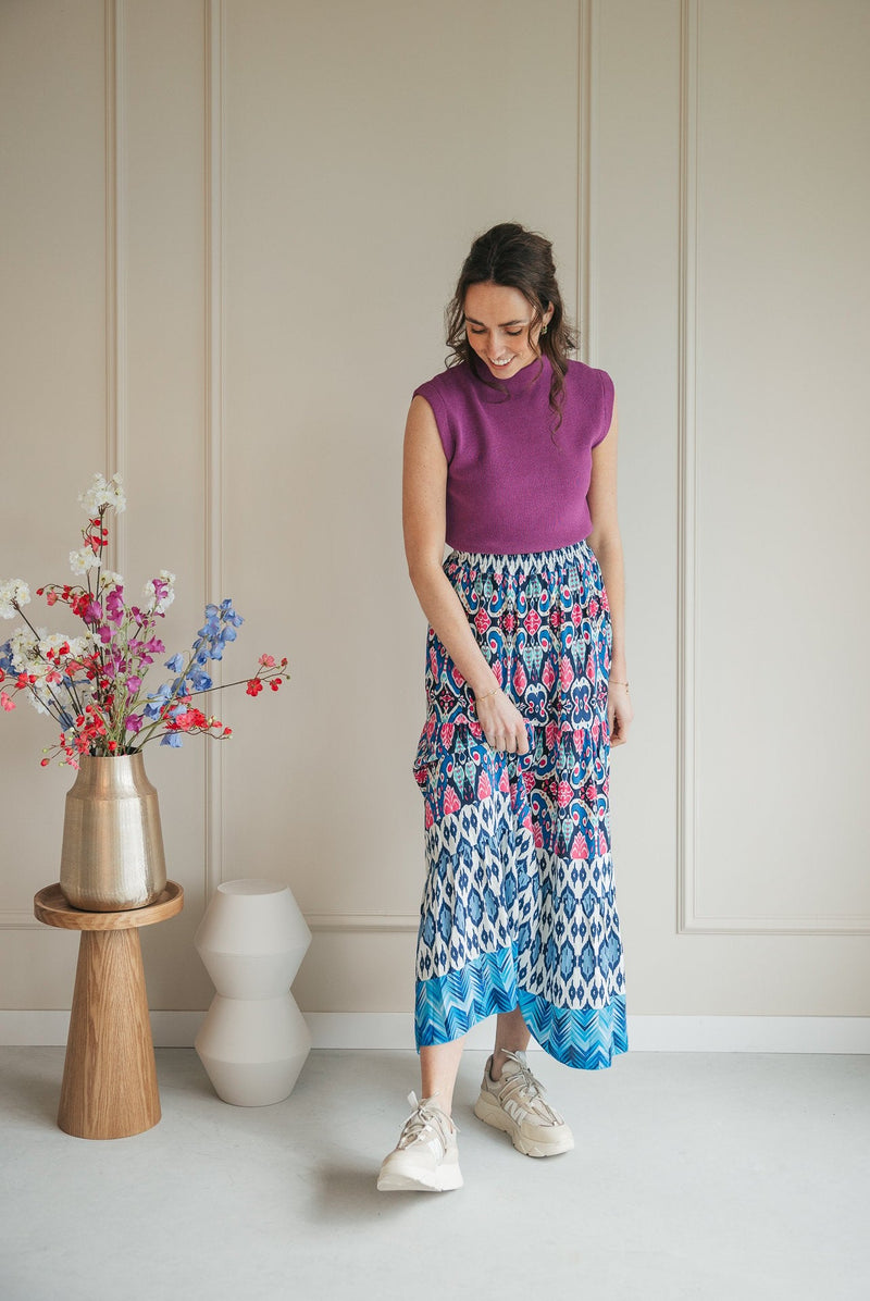 Daan long skirt blue print - Bij Keesje - Bij Keesje