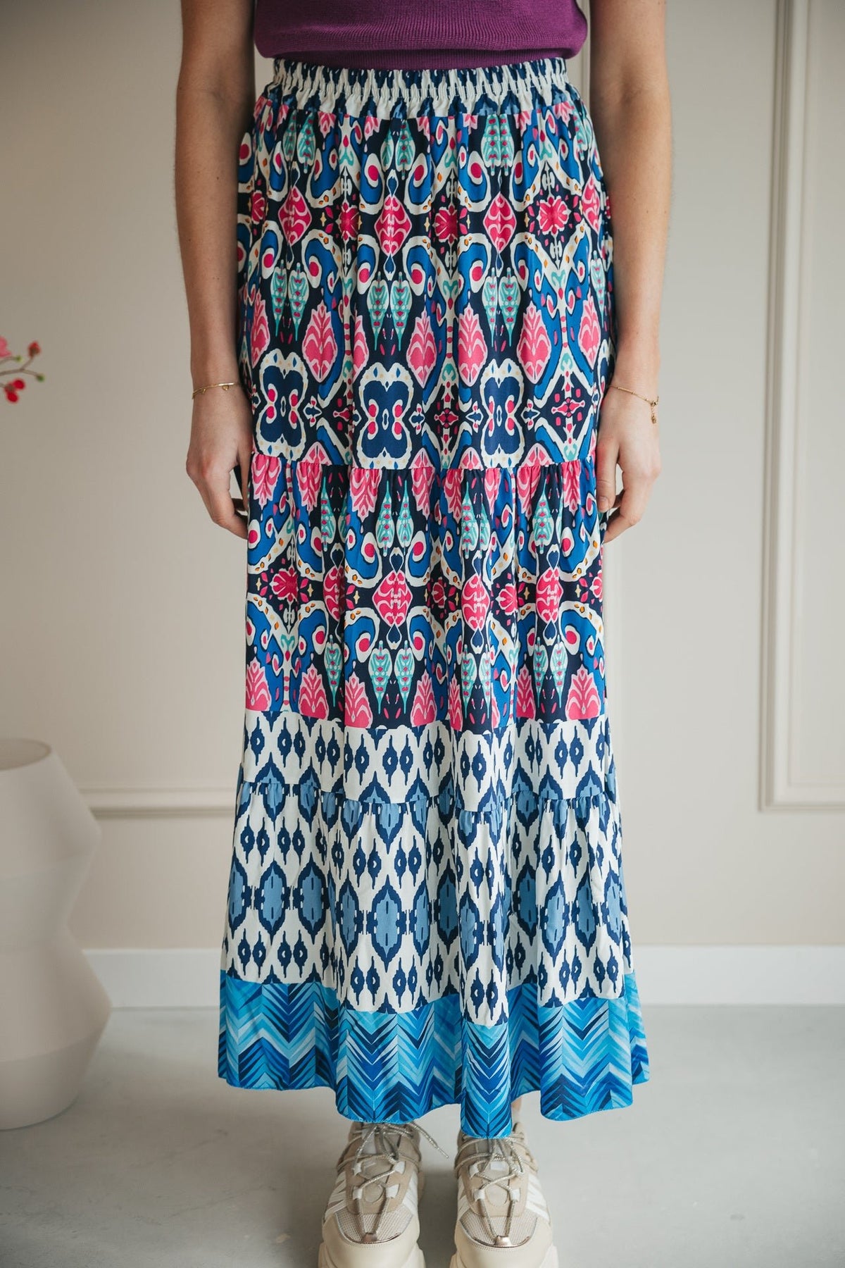 Daan long skirt blue print - Bij Keesje - Bij Keesje