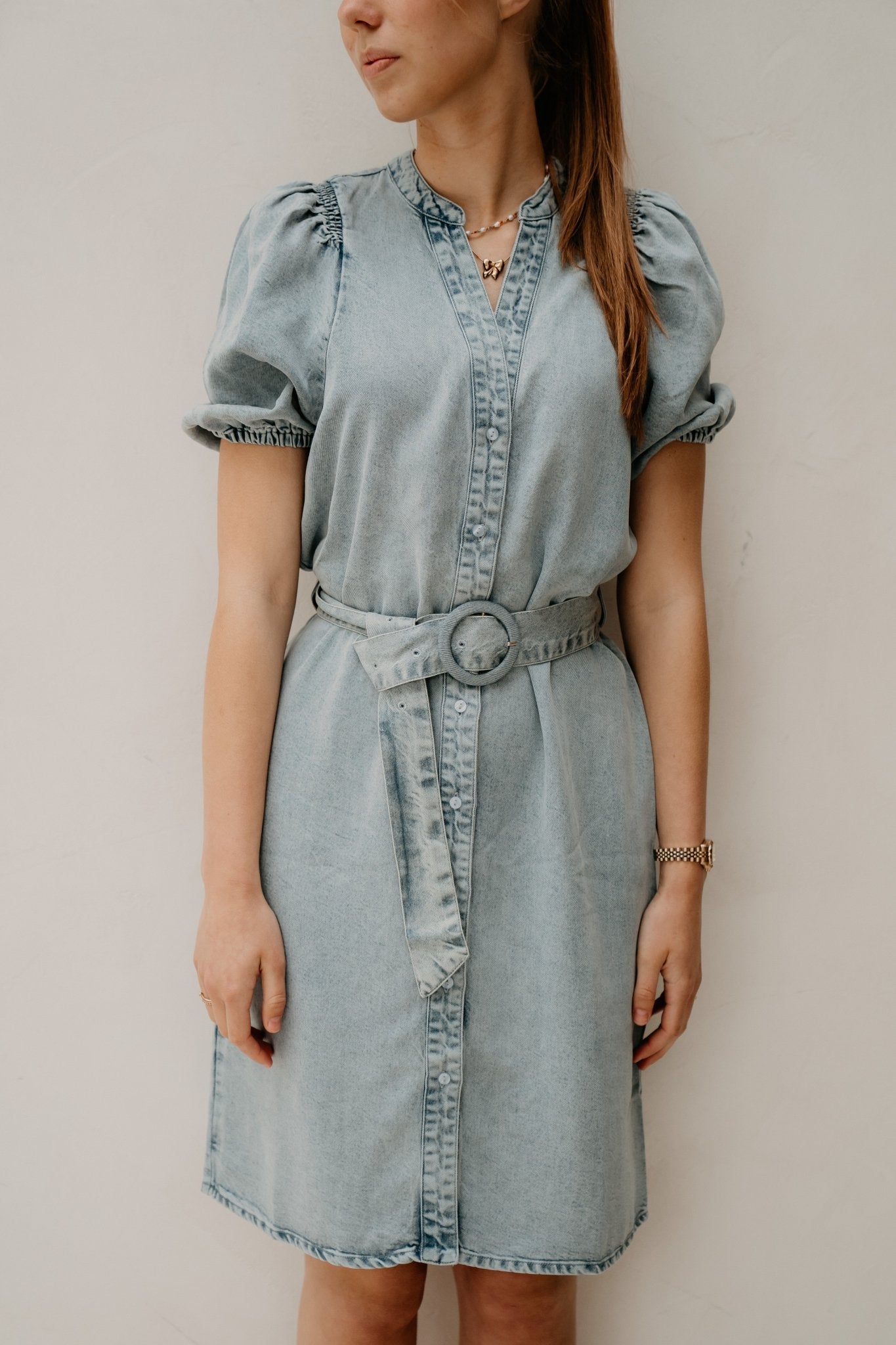 Dael denim dress pearl blue - Bij Keesje - Freebird - Jurk