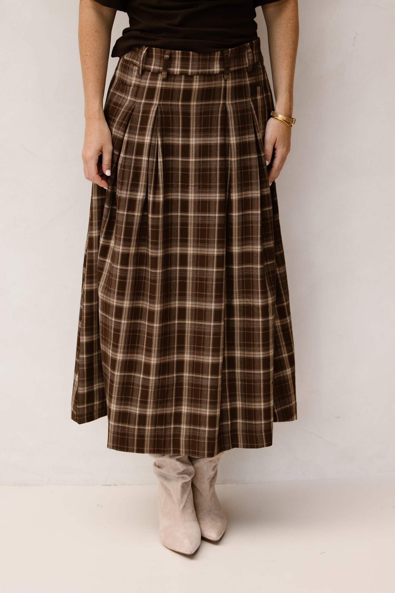 DagnyCC Anya Check Pleat Skirt Brown - Bij Keesje - Co'couture - Rok