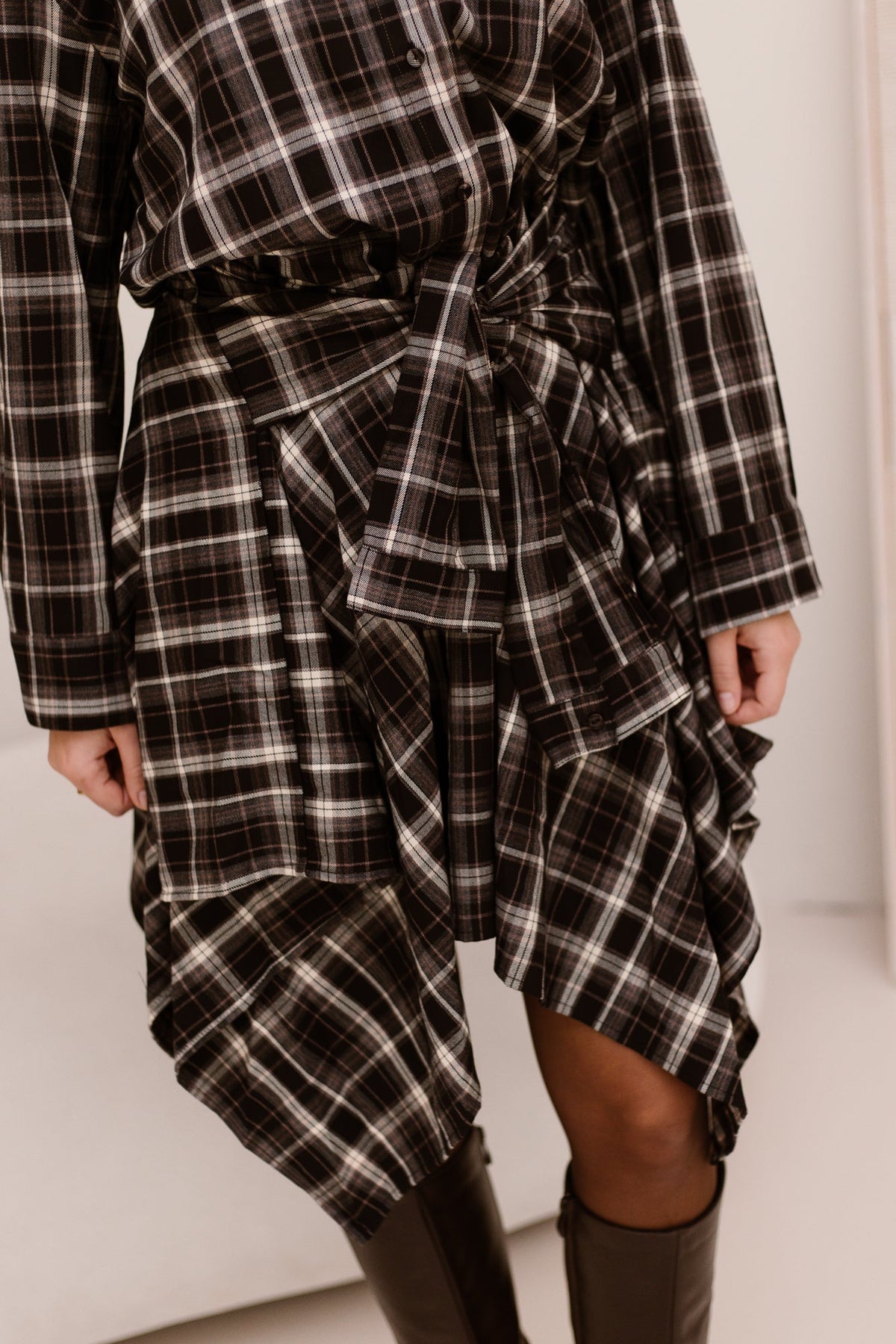 DagnyCC check Tie skirt black - Bij Keesje - Co'couture - Rok