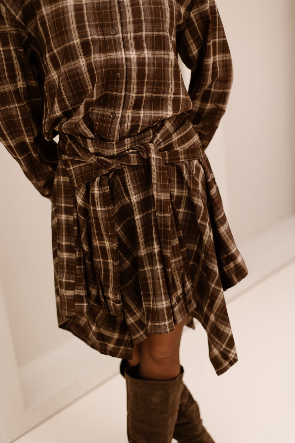 DagnyCC check Tie skirt brown - Bij Keesje - Co'couture - Rok