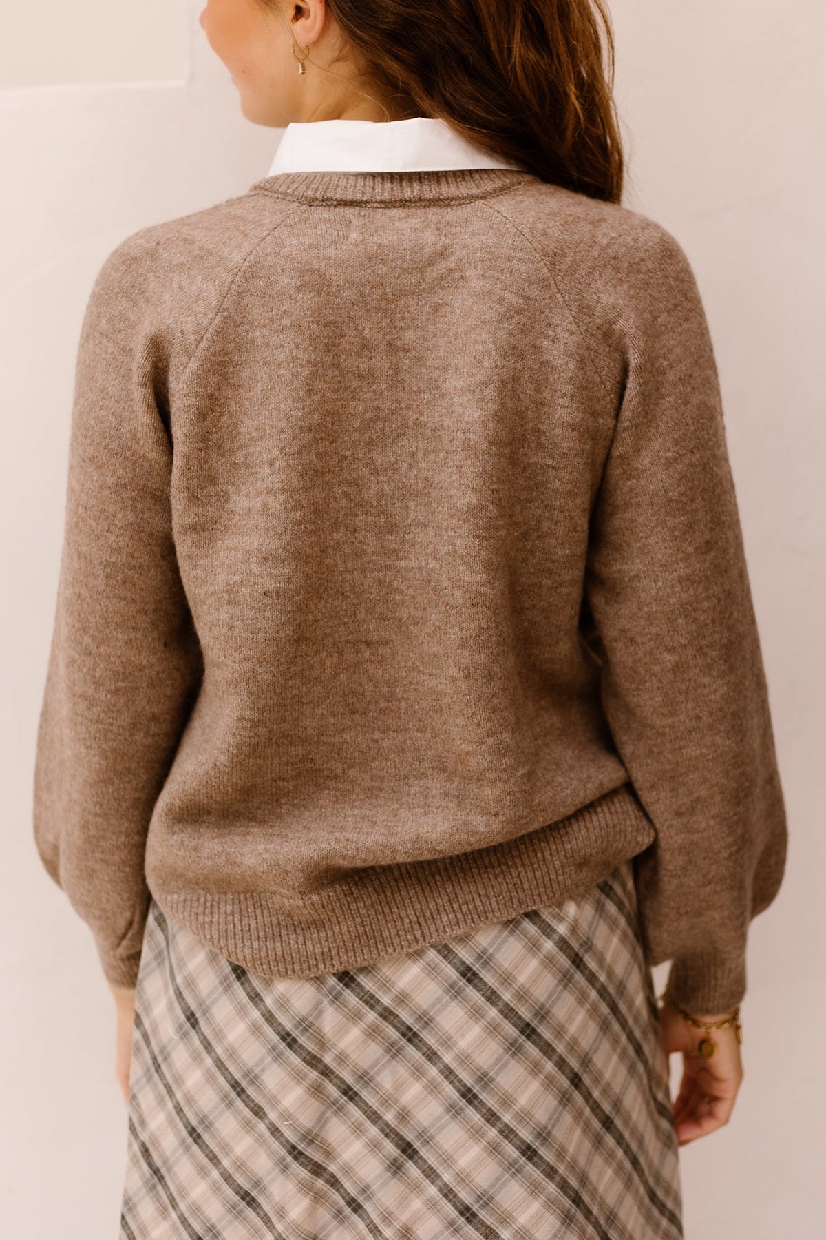 Dahlina Pullover Met Blousekraag Taupe - Bij Keesje - Bij-Keesje - Trui