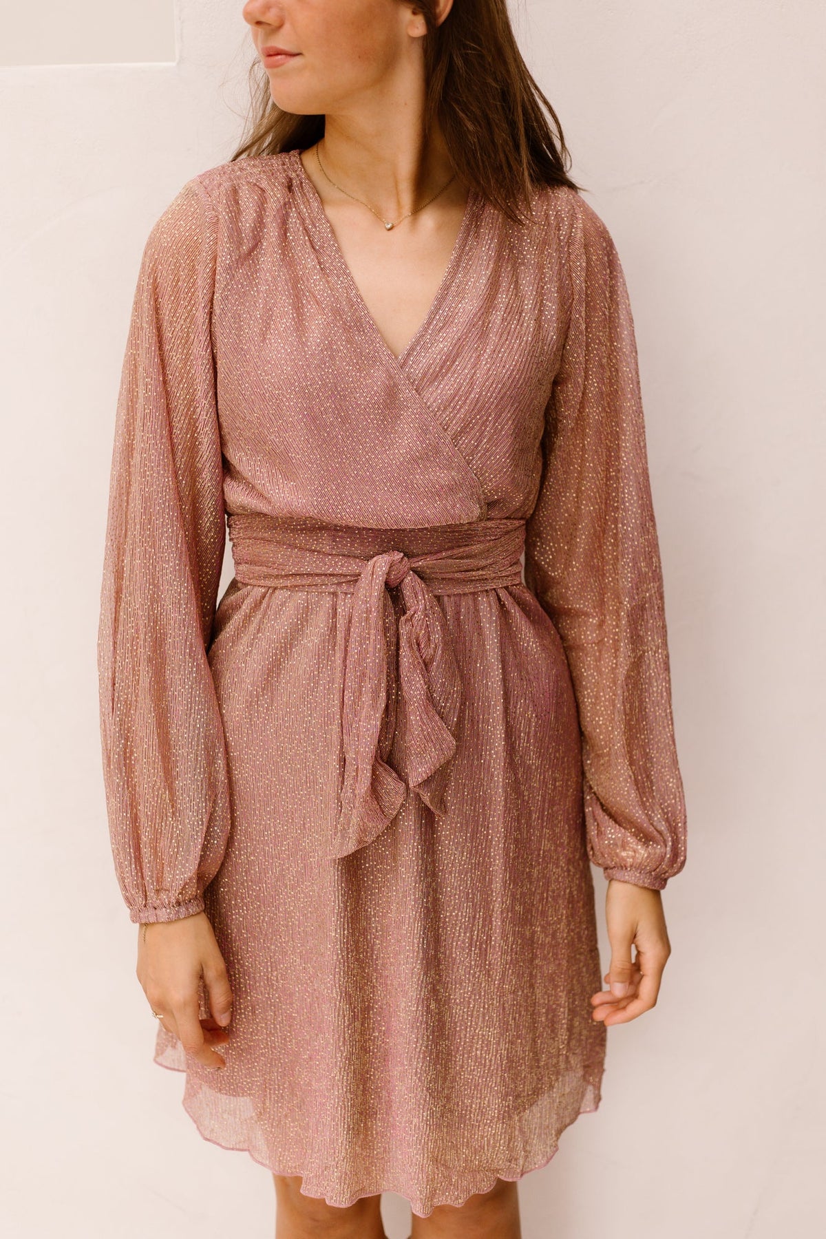 Dalena Plisse Dress Sparkeling Rose - Bij Keesje - Freebird - Jurk