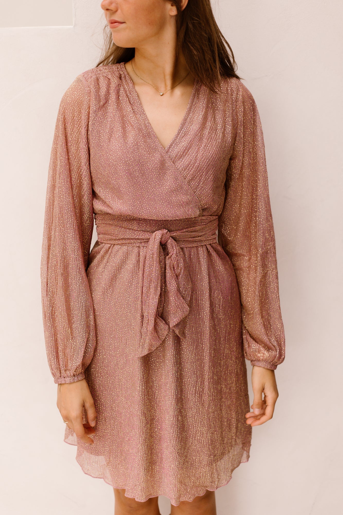 Dalena Plisse Dress Sparkeling Rose - Bij Keesje - Freebird - Jurk