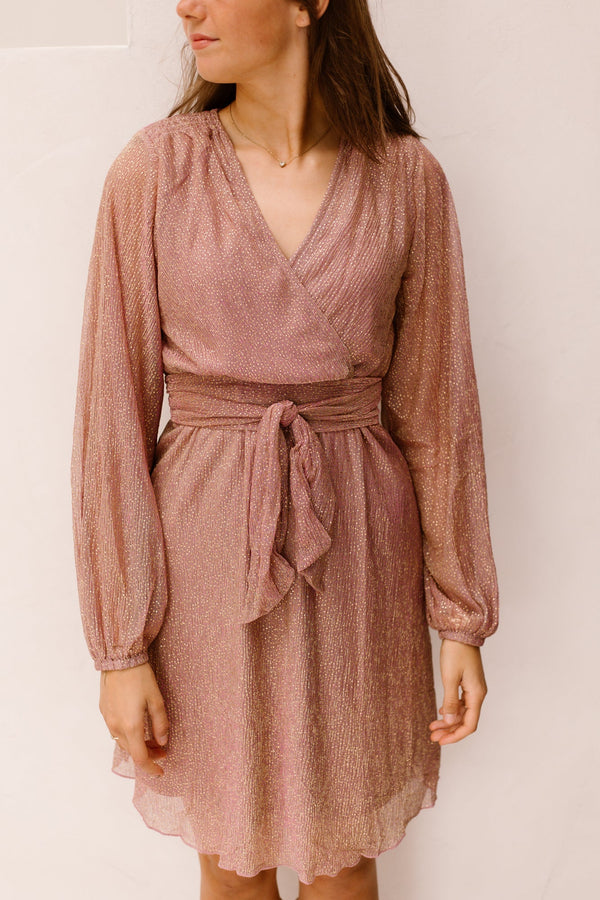 Dalena Plisse Dress Sparkeling Rose - Bij Keesje - Freebird - Jurk