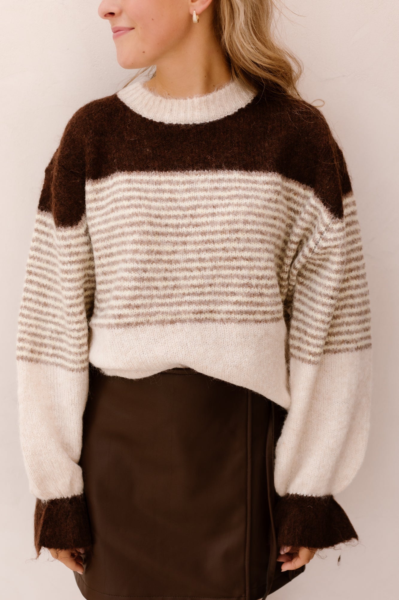 Dana stripes sweater brown - Bij Keesje - Bij Keesje - Trui
