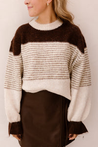 Dana stripes sweater brown - Bij Keesje - Bij Keesje - Trui